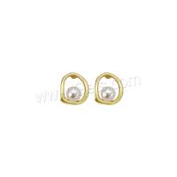 Plastic Pearl Zinc Alloy Earring, with Plastic Pearl, gold color plated, fashion jewelry & for woman, 10mm 