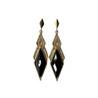 Resin Zinc Alloy Earring, with Resin, Rhombus, gold color plated, fashion jewelry & for woman 