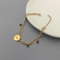 Stainless Steel Charm Bracelet, 304 Stainless Steel, with Lampwork, with 5cm extender chain, plated, fashion jewelry, golden cm 