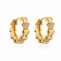 Cubic Zirconia Micro Pave Brass Earring, plated, fashion jewelry & micro pave cubic zirconia, gold [