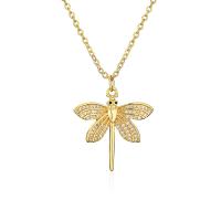 Cubic Zircon Micro Pave Brass Necklace, with 5cm extender chain, Dragonfly, plated, fashion jewelry & micro pave cubic zirconia, golden cm 