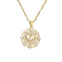 Cubic Zircon Micro Pave Brass Necklace, with Plastic Pearl, with 5cm extender chain, plated, fashion jewelry & micro pave cubic zirconia, golden cm 