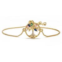 Cubic Zirconia Micro Pave Brass Bracelet, plated, fashion jewelry & micro pave cubic zirconia, gold Approx 7 Inch [