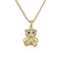 Cubic Zircon Micro Pave Brass Necklace, with 5cm extender chain, Animal, plated, fashion jewelry & micro pave cubic zirconia, golden cm 