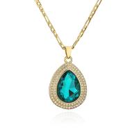 Cubic Zircon Micro Pave Brass Necklace, with 5cm extender chain, Teardrop, plated, fashion jewelry & micro pave cubic zirconia cm [