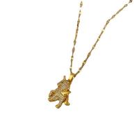 Edelstahl Schmuck Halskette, 304 Edelstahl, mit Messing, mit Verlängerungskettchen von 2inch, Einhorn, goldfarben plattiert, für Frau & mit Strass, Länge:ca. 15.7 ZollInch, verkauft von PC