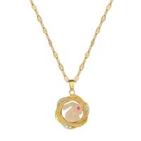 Stainless Steel Jewelry Necklace, 304 Stainless Steel, with Resin & Brass, with 2inch extender chain, Rabbit, gold color plated, for woman & with rhinestone & hollow Approx 15.7 Inch 