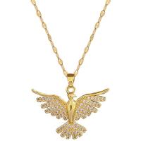 Cubic Zirconia Stainless Steel Necklace, 304 Stainless Steel, with Brass, with 2inch extender chain, Phoenix, gold color plated, micro pave cubic zirconia & for woman Approx 15.7 Inch 