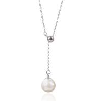Sterling Silver Jewelry Necklace, 925 Sterling Silver, with Shell Pearl, plated, fashion jewelry & for woman Approx 19.7 Inch [