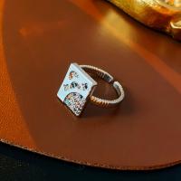 Цирконий Micro Pave Латунь палец кольцо, ювелирные изделия моды & инкрустированное микро кубического циркония & Женский, серебряный продается PC[