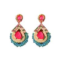 Glass Seed Beads Earring, Zinc Alloy, with Seedbead & Acrylic, fashion jewelry & for woman & with rhinestone [