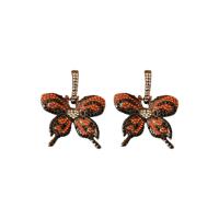 Zinc Alloy Rhinestone Stud Earring, Butterfly, fashion jewelry & for woman & with rhinestone, black 