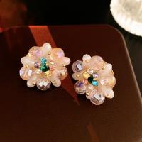 Zinc Alloy Rhinestone Stud Earring, with Crystal, fashion jewelry & for woman & with rhinestone, multi-colored 