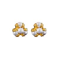 Kunststoff Perle Zink Legierung Ohrring, Zinklegierung, mit Kunststoff Perlen, goldfarben plattiert, Modeschmuck & für Frau, weiß, 25x26mm, verkauft von Paar