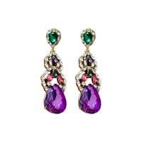 Zinc Alloy Rhinestone Drop Earring, fashion jewelry & for woman & with rhinestone, multi-colored [