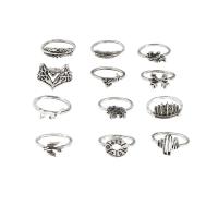 Zinc Set anillo de aleación, aleación de zinc, chapado, 12 piezas & Joyería & para mujer, más colores para la opción, Vendido por Set[