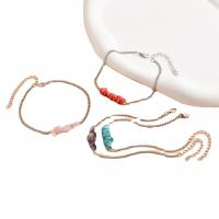 Fashion Jewelry Anklet, Zinc Alloy, with Gemstone, with 5cm extender chain, silver color plated, for woman, multi-colored cm 