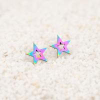 Stainless Steel Stud Earring, 304 Stainless Steel, Star, Vacuum Plating, fashion jewelry & for woman & hollow, multi-colored, 10mm, Approx [