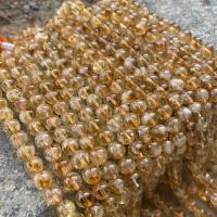 Citrin Naturperlen, Gelbquarz Perlen, rund, poliert, DIY & verschiedene Größen vorhanden, gelb, Länge:ca. 39 cm, verkauft von Strang