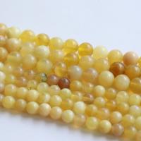 Einzelne Edelstein Perlen, Gelber Opal, rund, poliert, DIY & verschiedene Größen vorhanden, gelb, Länge:ca. 39 cm, verkauft von Strang