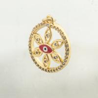 Fashion Evil Eye Pendant, 925 Sterling Silver, gold color plated, DIY & micro pave cubic zirconia & hollow Approx 0.3mm [