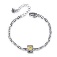 Bracelet cubique en laiton zircon pavent, avec 2.36inch chaînes de rallonge, bijoux de mode & pavé de micro zircon & pour femme, 9mm Environ 6.69 pouce, Vendu par brin[