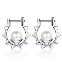Brass Hoop Earring, with Shell Pearl, plated, fashion jewelry & for woman 21mm,8mm 