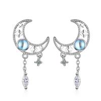 Brass Drop Earring, Moon, fashion jewelry & micro pave cubic zirconia & for woman, 27mm [