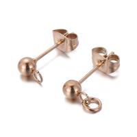 Stainless Steel Earring Stud Component, 304 Stainless Steel, Vacuum Ion Plating, DIY, rose gold color [