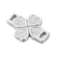 Stainless Steel Quick Link Connector, 304 Stainless Steel, Four Leaf Clover, DIY & with rhinestone & 1/1 loop, original color 