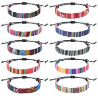 Fashion Create Wax Cord Bracelets, Cloth, with Wax Cord, Bohemian style & adjustable 10mm Approx 15-29 cm 