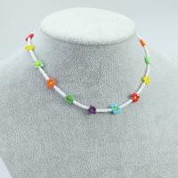 жемчужное стеклянное ожерелье , Seedbead, Форма цветка, Богемный стиль & Женский, разноцветный, длина:Приблизительно 35-40 см, продается PC