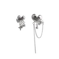 Boucles d'oreilles asymétriques, alliage de zinc, coeur, Placage de couleur argentée, bijoux de mode & pour femme Vendu par paire