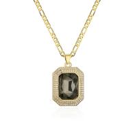 Cubic Zircon Micro Pave Brass Necklace, with 5cm extender chain, Square, plated, fashion jewelry & micro pave cubic zirconia cm [