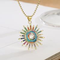 Cubic Zircon Micro Pave Brass Necklace, with 5cm extender chain, Flower, plated, fashion jewelry & micro pave cubic zirconia cm [