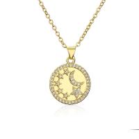Cubic Zircon Micro Pave Brass Necklace, with 5cm extender chain, Round, plated, fashion jewelry & micro pave cubic zirconia, golden cm [