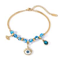 Evil Eye Jewelry Bracelet, Titanium Steel, with Lampwork, with 5cm extender chain, plated, fashion jewelry golden cm 
