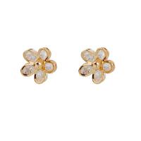 Cubic Zirconia Micro Pave Brass Earring, fashion jewelry & micro pave cubic zirconia & for woman, golden [