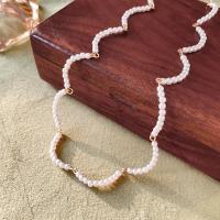 Collar de perlas de plástico, Perlas plásticas, con aleación de zinc, hecho a mano, Joyería & para mujer, Blanco, longitud:aproximado 38 cm, Vendido por UD
