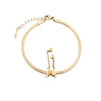 Titane bracelet en acier et bracelet, Acier titane, avec 5cm chaînes de rallonge, Plaqué d'or 24K, bijoux de mode & pour femme, doré Environ 17 cm, Vendu par PC[