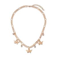 Rhinestone Zinc Alloy Necklace, with 5cm extender chain, gold color plated, fashion jewelry & for woman & with rhinestone, golden .5 cm 