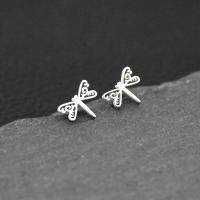 Stainless Steel Stud Earring, 304 Stainless Steel, Dragonfly, fashion jewelry & for woman & hollow, original color, 10mm, Approx [