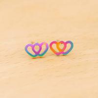 Stainless Steel Stud Earring, 304 Stainless Steel, Heart, Vacuum Plating, fashion jewelry & for woman & hollow, multi-colored Approx [