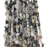 Rutilquarz Perlen, Schwarzer Rutilquarz, Klumpen, poliert, DIY, gemischte Farben, 5x9mm, ca. 55PCs/Strang, verkauft von Strang[
