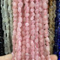 Natürliche Rosenquarz Perlen, Klumpen, poliert, DIY, Rosa, 5x9mm, ca. 55PCs/Strang, verkauft von Strang[