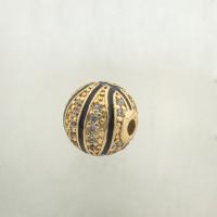 Perle en argent sterling zircone cubique pavent, Argent sterling 925, basket-ball, Placage de couleur d'or, DIY & pavé de micro zircon Environ 0.2mm, Vendu par PC[