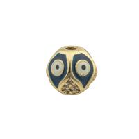 Mode Evil Eye Perlen, 925er Sterling Silber, goldfarben plattiert, DIY & Micro pave Zirkonia, keine, 10x10x10mm, Bohrung:ca. 0.1mm, verkauft von PC[