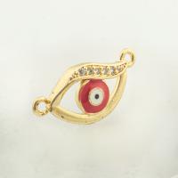 Evil Eye Jewelry Connector, 925 Sterling Silver, gold color plated, DIY & micro pave cubic zirconia Approx 0.2mm 