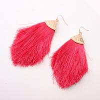 Fashion Tassel Earring, Zinc Alloy, with Cotton Thread, fashion jewelry & for woman 