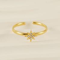 Stainless Steel Finger Ring, 304 Stainless Steel, 18K gold plated & for woman & with rhinestone, golden [